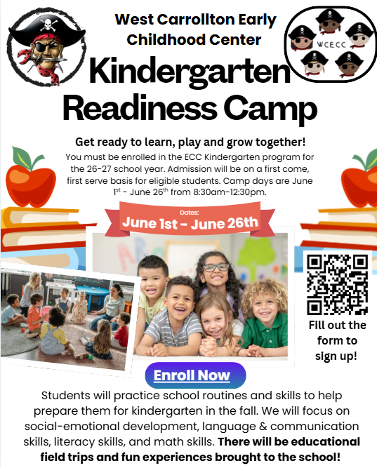 Kindergarten Readiness Camp brochure with pictures of students