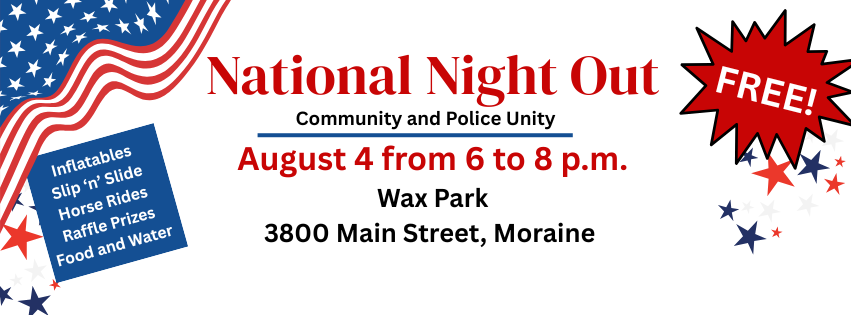 National Night Out Banner with flag and stars