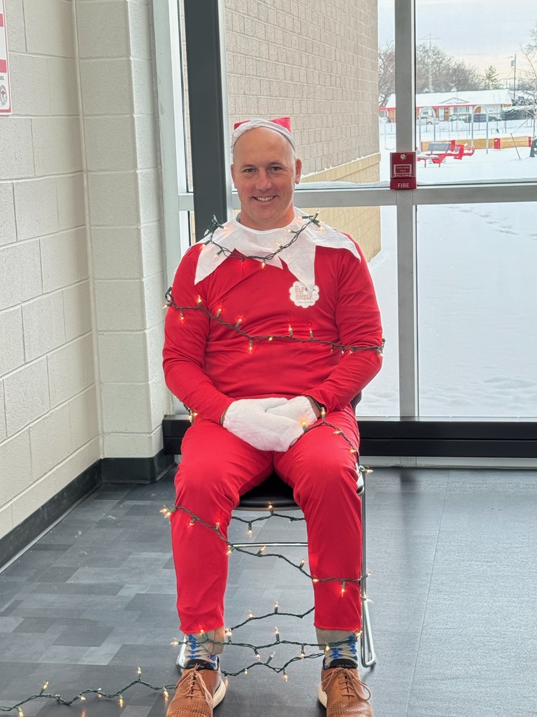 elf tangled in lights