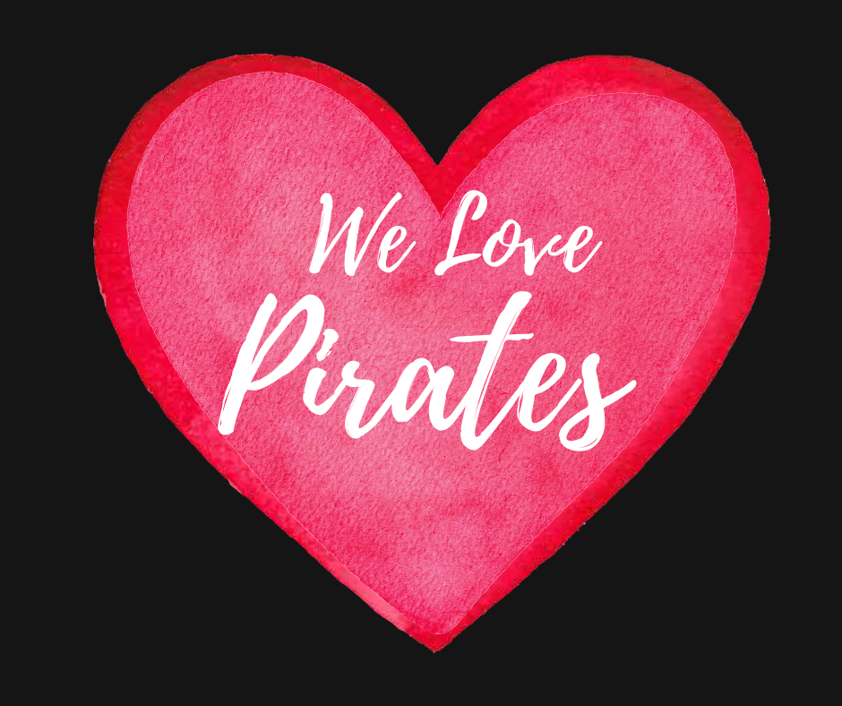 We Love Pirates - words in a heart