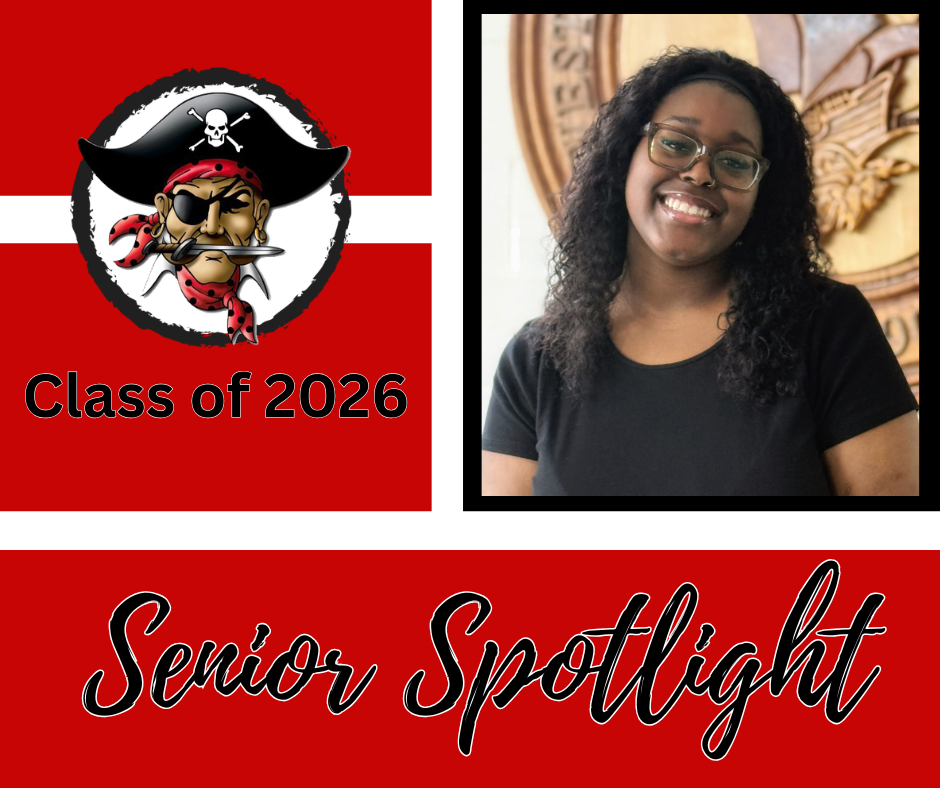 Class of 2026 Senior Spotlight with picture of a girl with dark curly hair