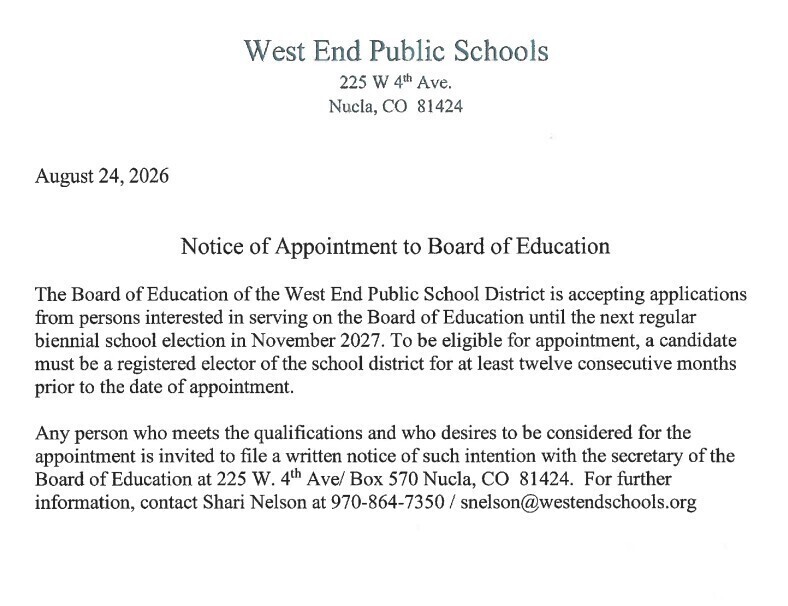 School Board Opening Notice