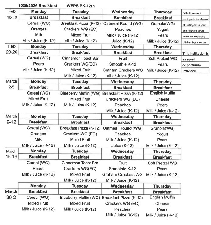 Breakfast and Lunch Menu
