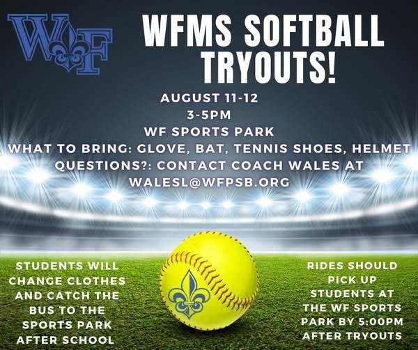 Softball Tryouts August 11-12