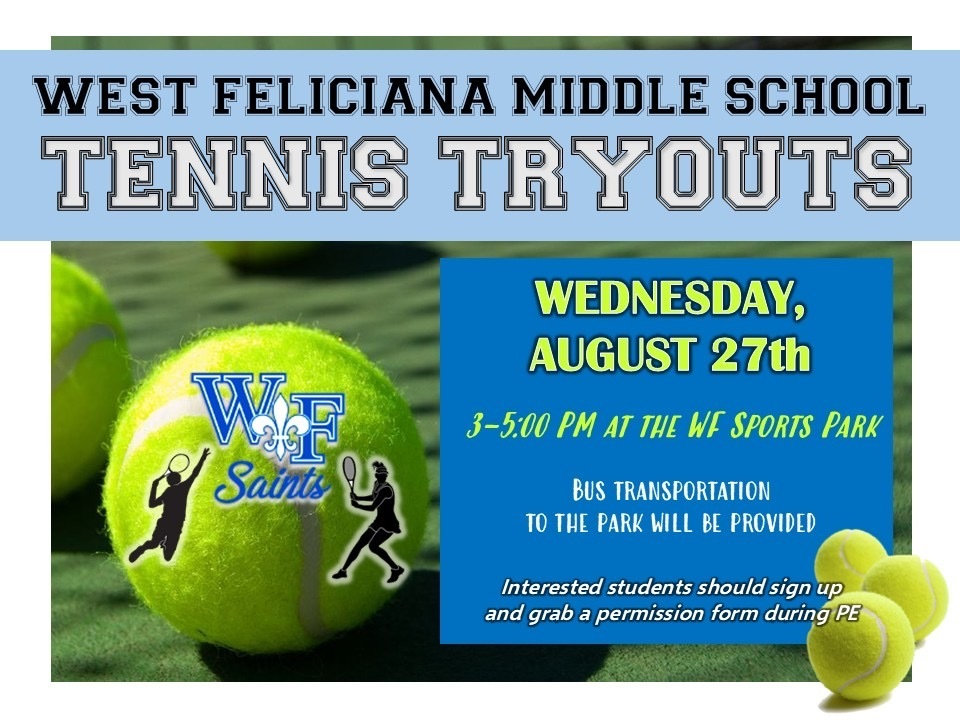 Tennis Tryouts August 27th