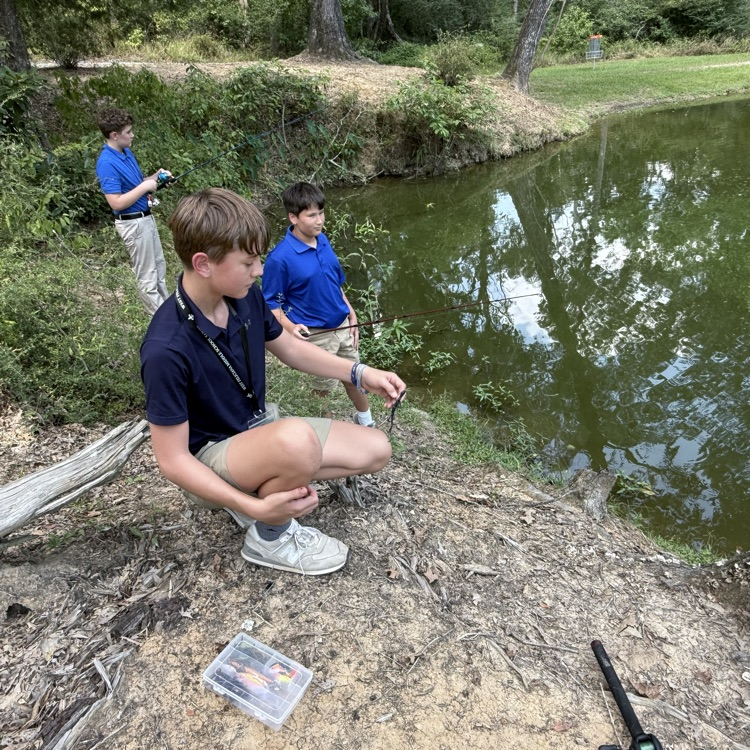 Students fishing. 
