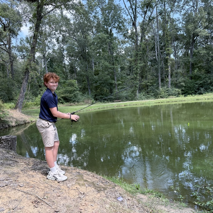 Students fishing. 