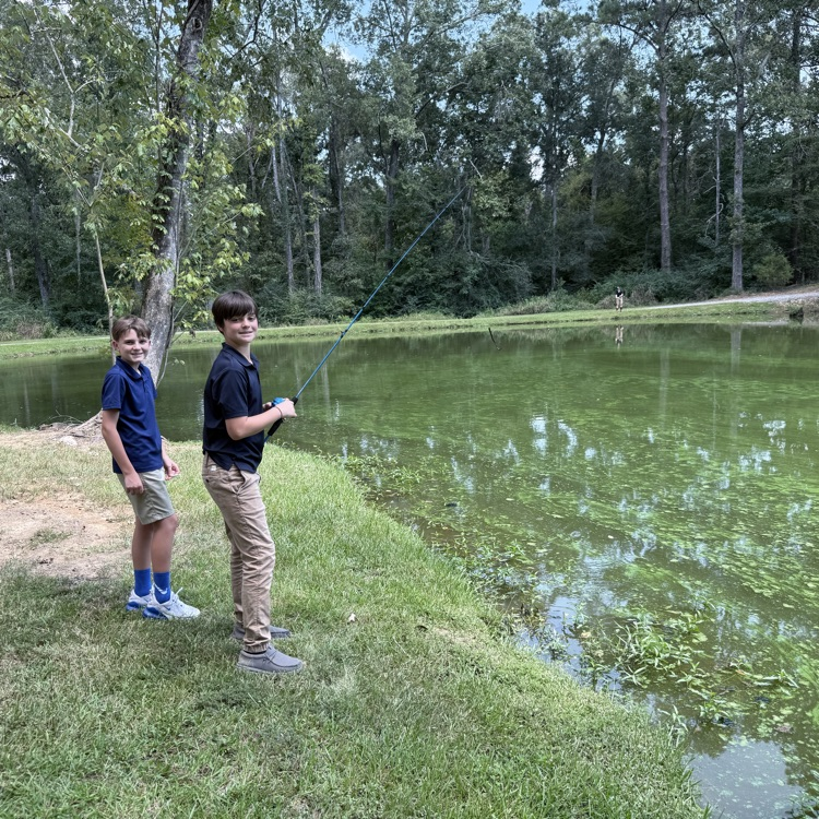 Students fishing. 