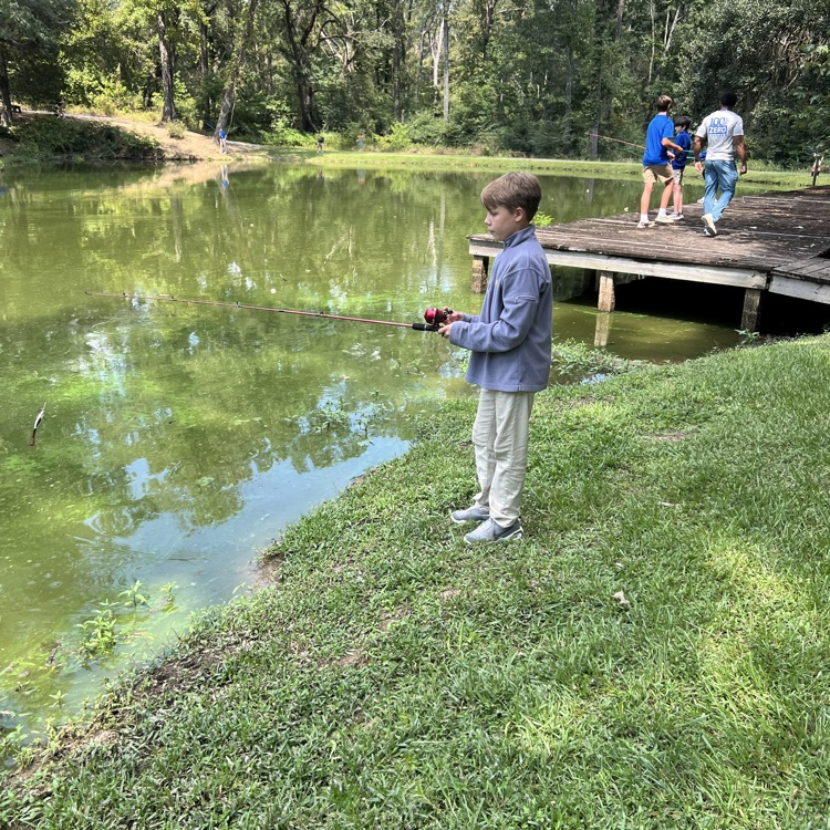 Students fishing. 