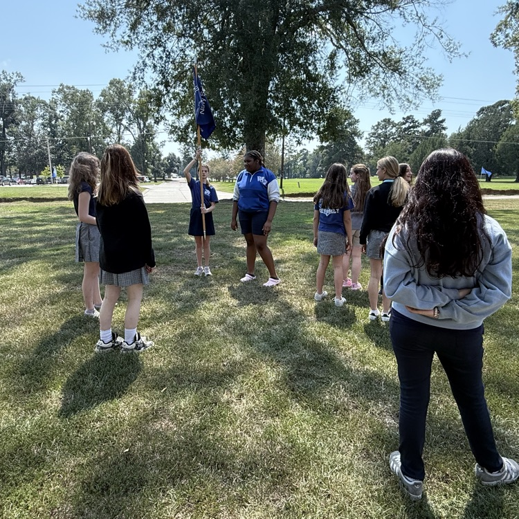 JROTC cadets with students. 