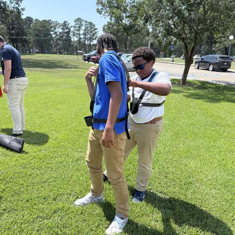 JROTC cadets with students. 