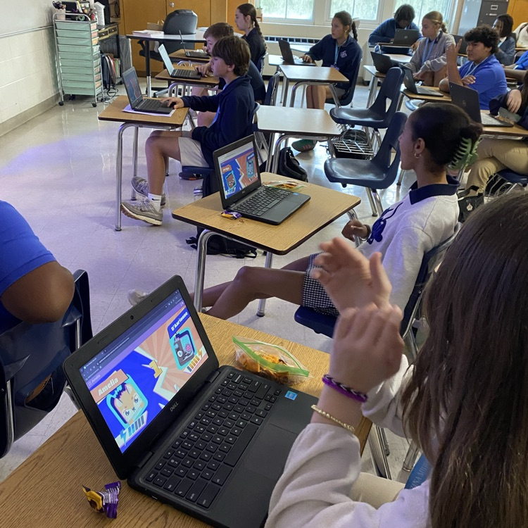 Students celebrate square day.