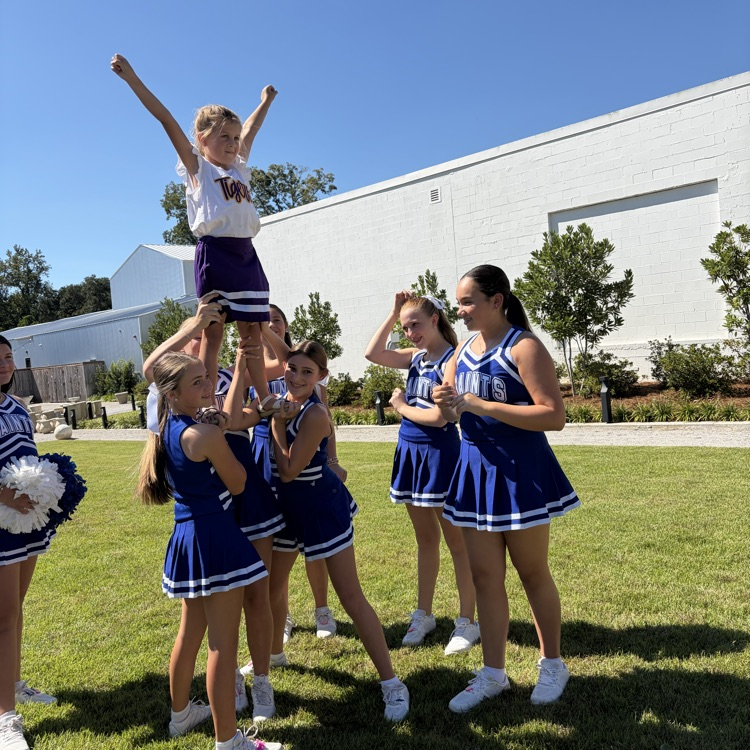 Cheerleaders attend a birthday party