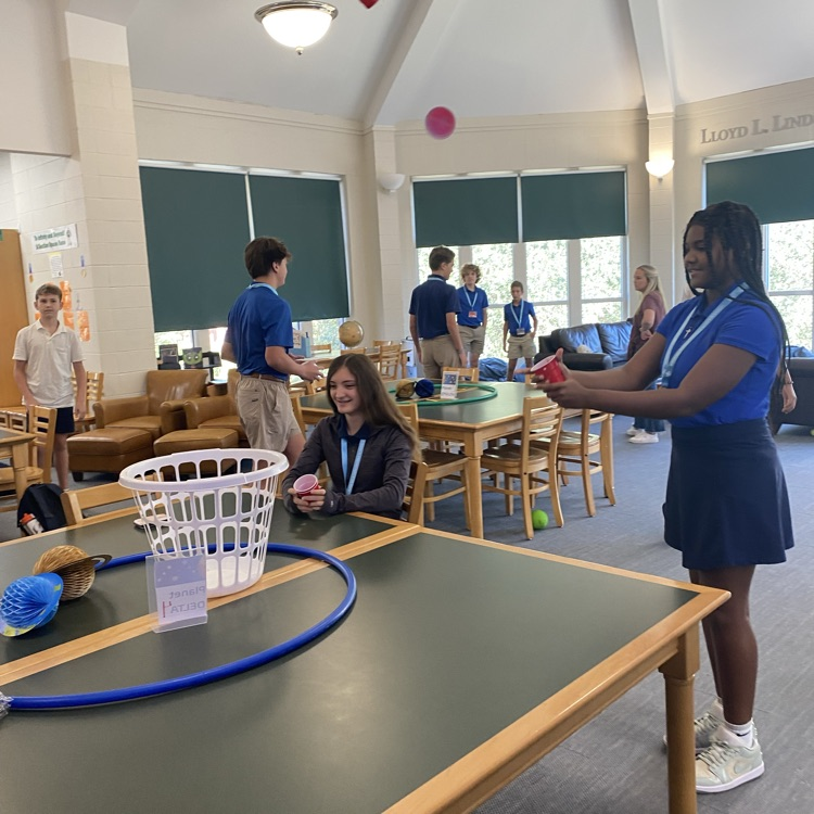 Students enjoy games at library space party