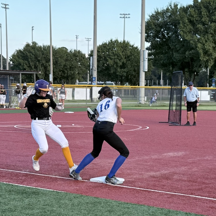 Martha Miller gets a player out on first base