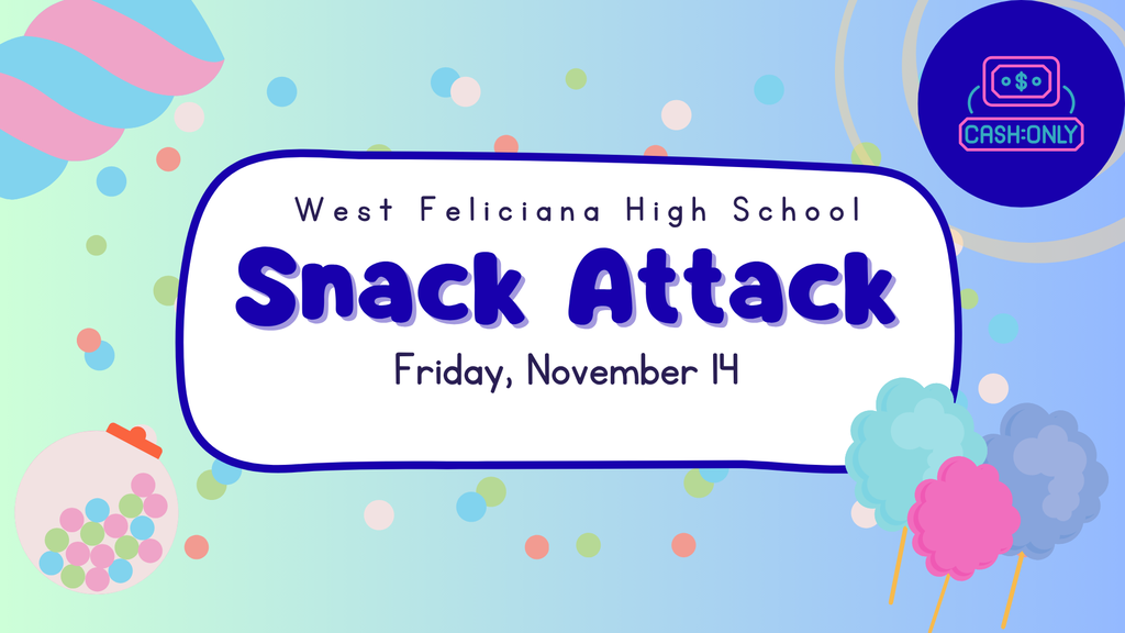 Snack Attack is coming Friday, Nov. 14 during all lunch shifts! 🍬🥤 Bring cash for chips, candy, drinks & more!