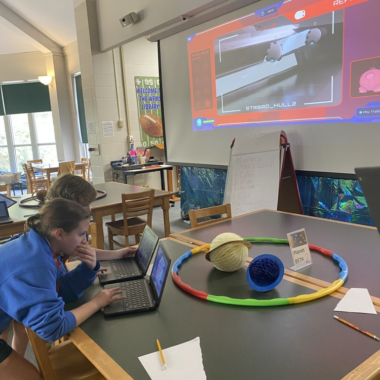 Students play online problems solving game