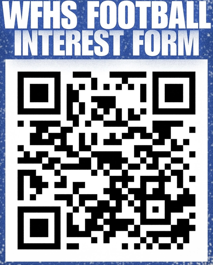 Students interested in participating in West Feliciana Football for the upcoming season are encouraged to complete the survey using the link below or by scanning the QR code.  🔗 Survey Link: https://docs.google.com/forms/d/e/1FAIpQLScjocCEjE3-_VTjaz3dkj_L3AVe0iS6SY7q1ZIDlwCLInG3OA/viewform