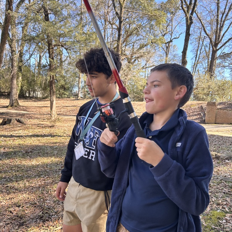students are fishing