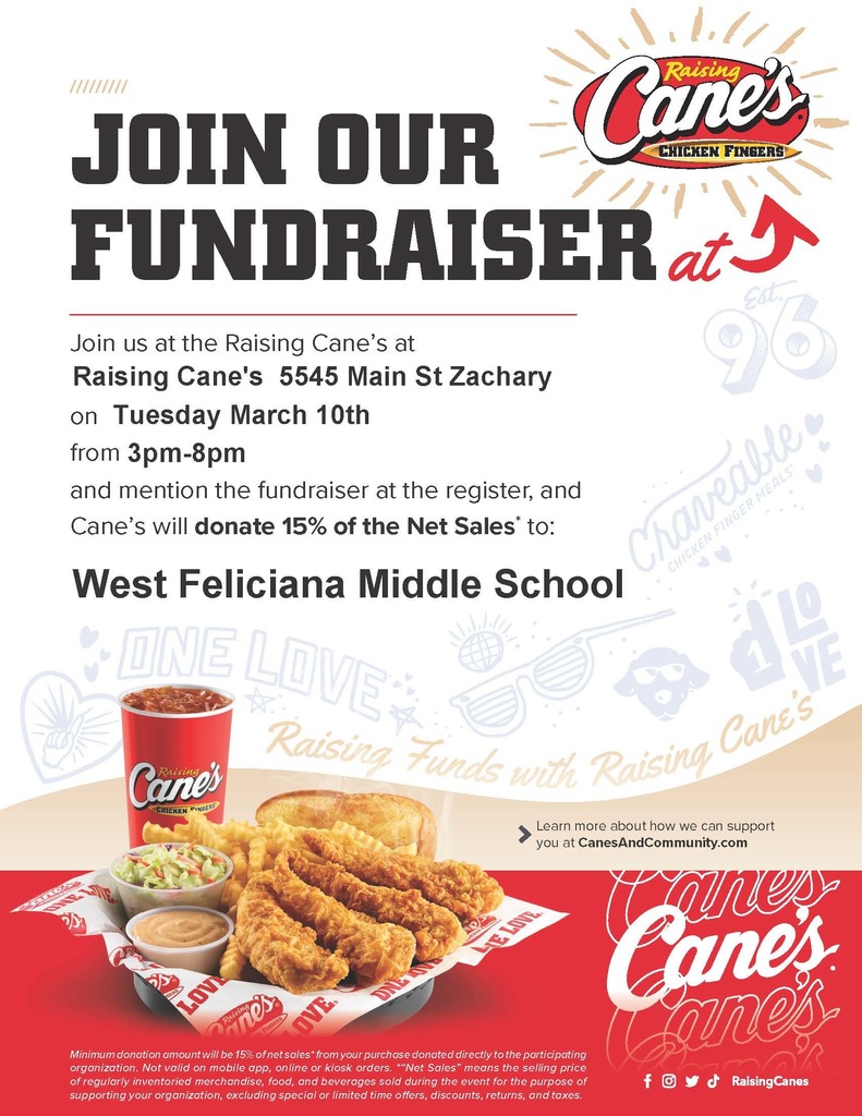 Raising Cane's Fundraiser March 10th 