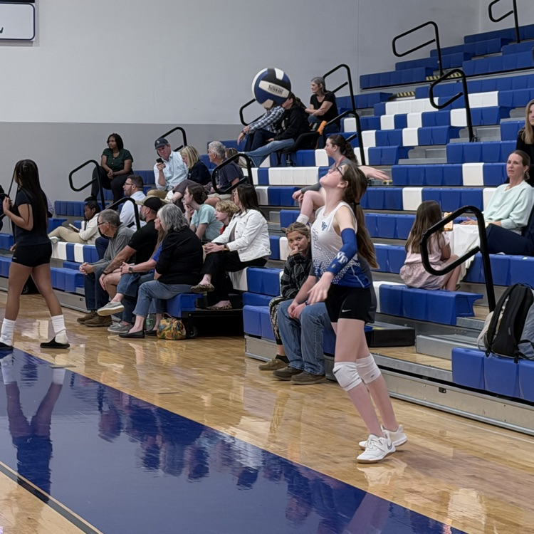 Student serves the volleyball . 