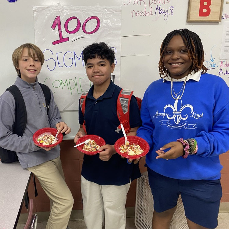 students celebrate with an ice cream party