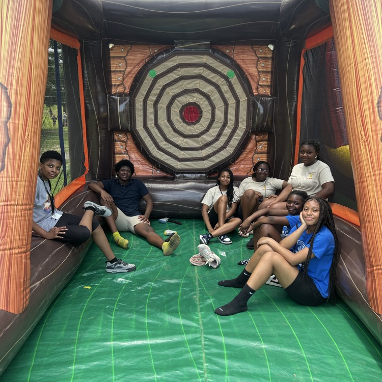 students visit in an inflatable