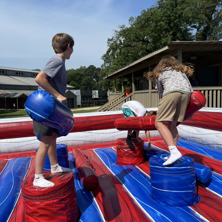 students on an obstacle course