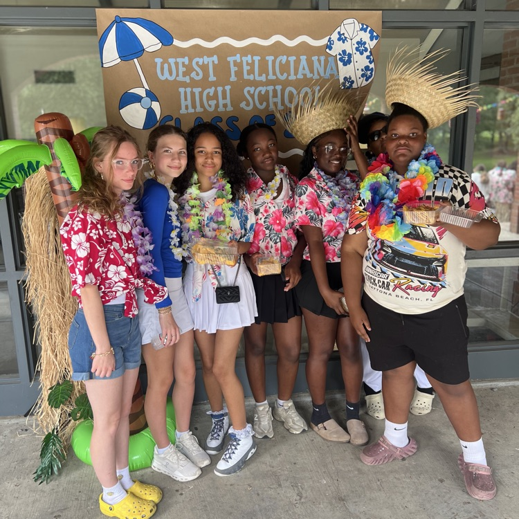 Eighth grade students celebrate their last day of school