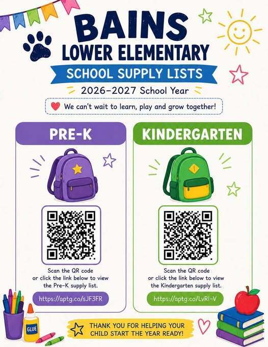 School Supply Lists 2026-2027
