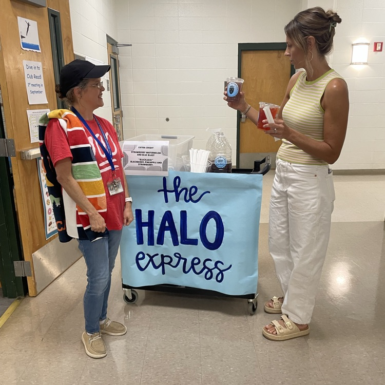 Teachers grab a tea from the halo express cart