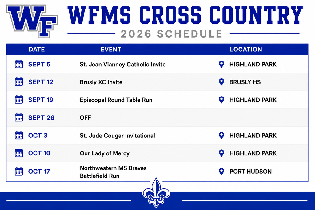 Cross Country Schedule 2026