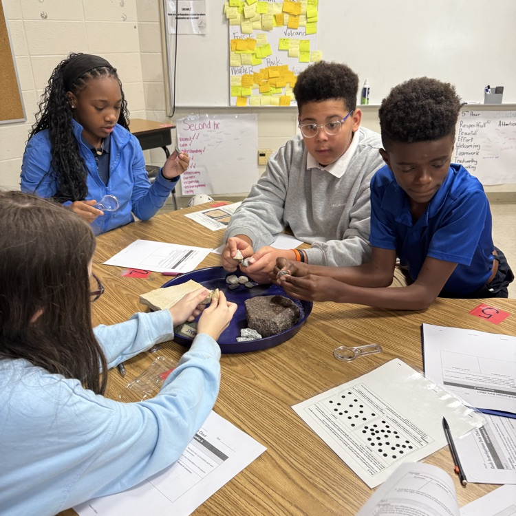 students study properties of rocks