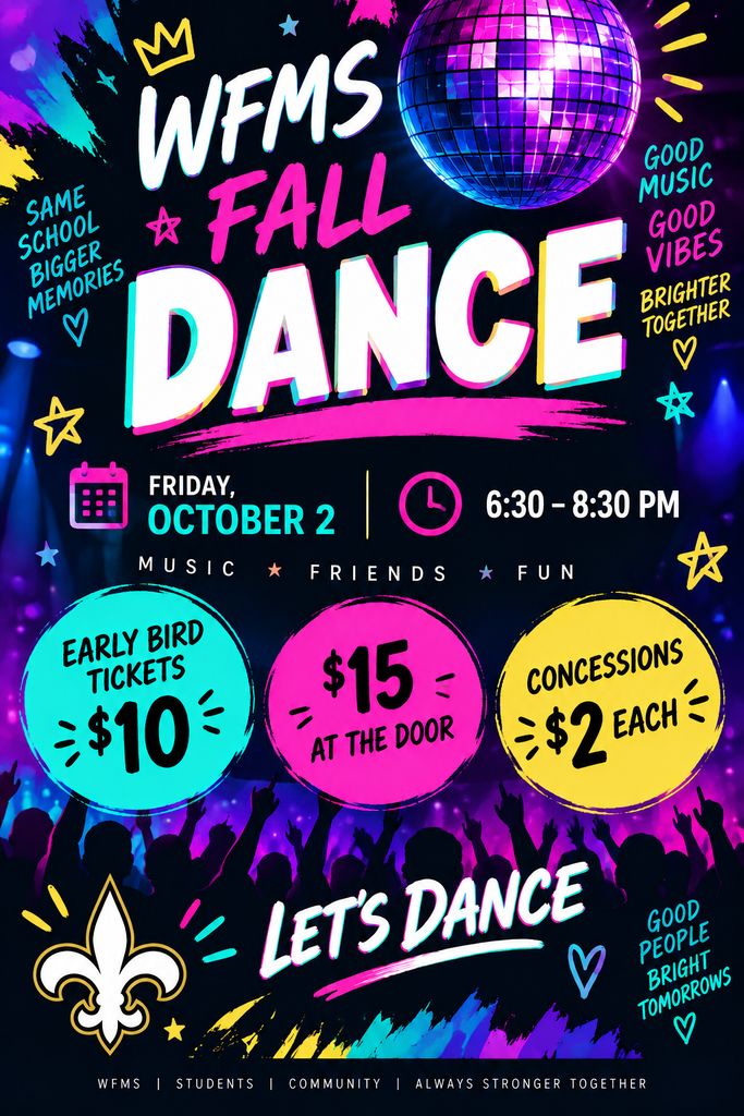 Fall Dance is on Friday, Oct 2; Early Bird Tickets $10; Tickets at the Door $15; Concessions $2