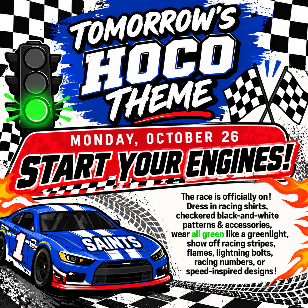 Monday's dress theme is Start Your Engines. Dress in racing stripes or checkers, or wear flames!