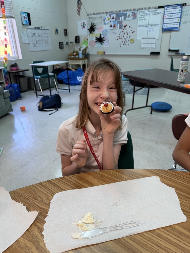 student shows snack