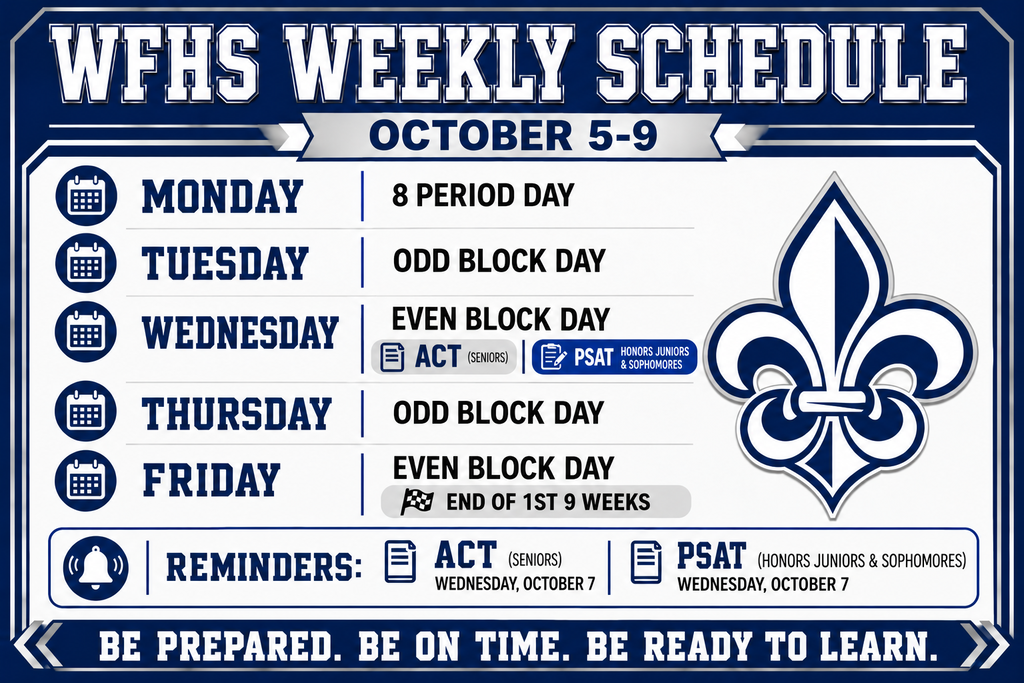 WFHS Weekly Schedule | October 5–9
