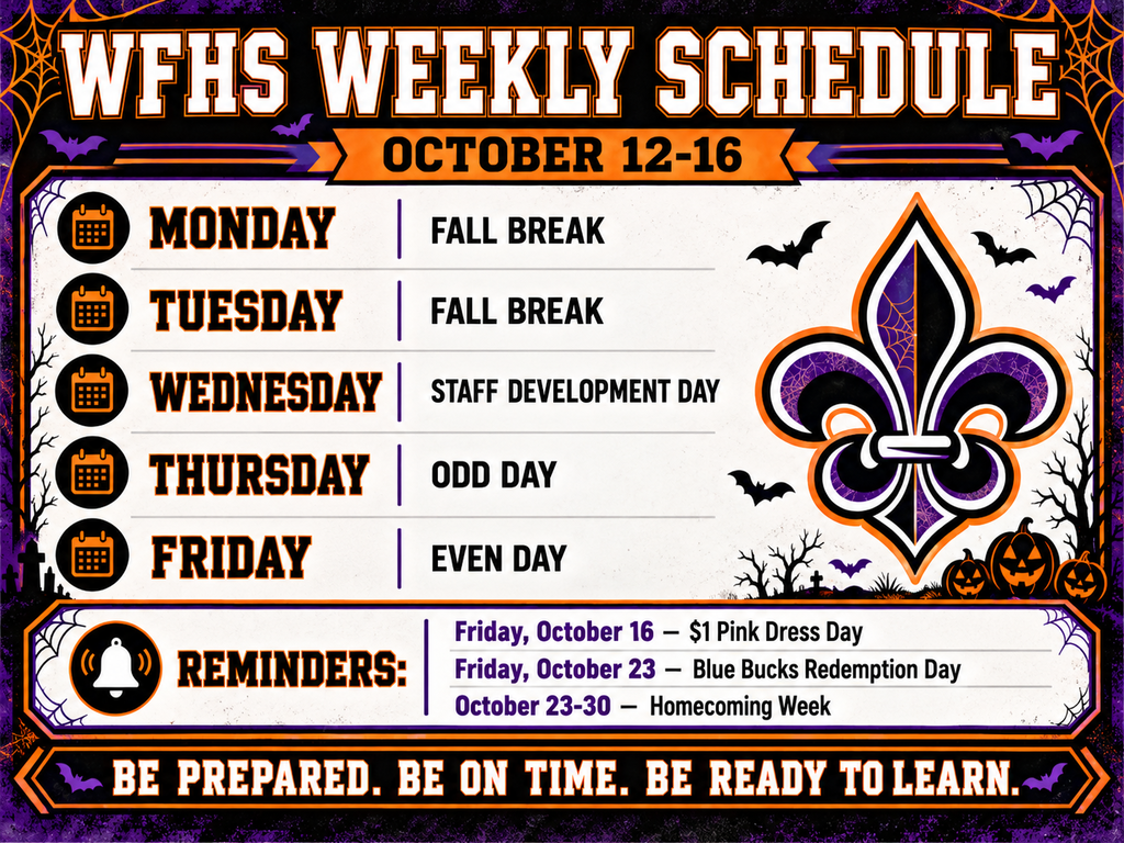 📅 WFHS Weekly Schedule | October 12–16