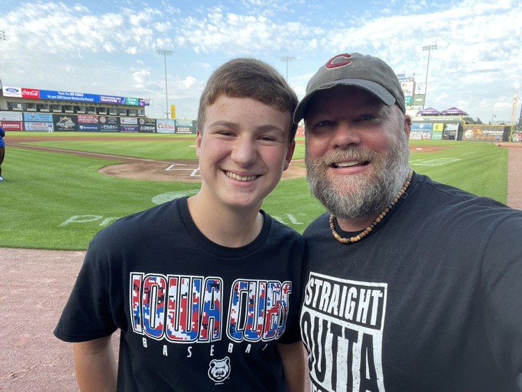 So proud of this kid!  Got to sing the National Anthem at the I-Cubs game tonight, and he killed it! #AshtonReichertsRulz