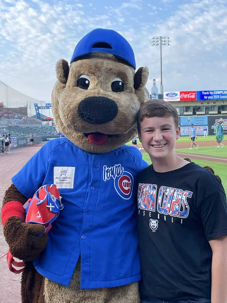 So proud of this kid!  Got to sing the National Anthem at the I-Cubs game tonight, and he killed it! #AshtonReichertsRulz