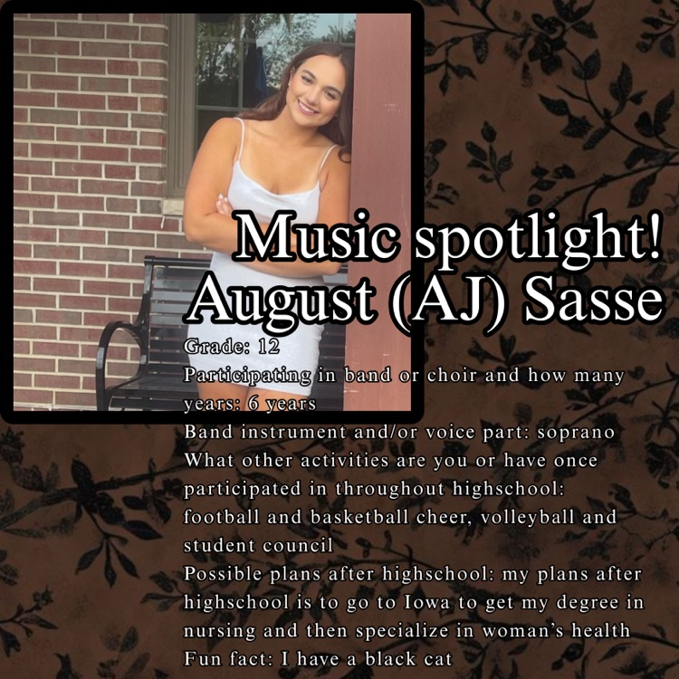 August Sasses music spotlight senior 
