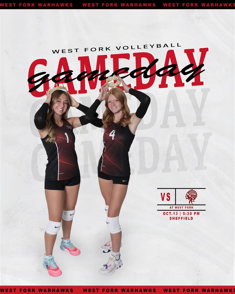 West Fork Volleyball Triangular!! West Fork plays Clarksville at 5:30 and Belmond Klemme at 7:30!!