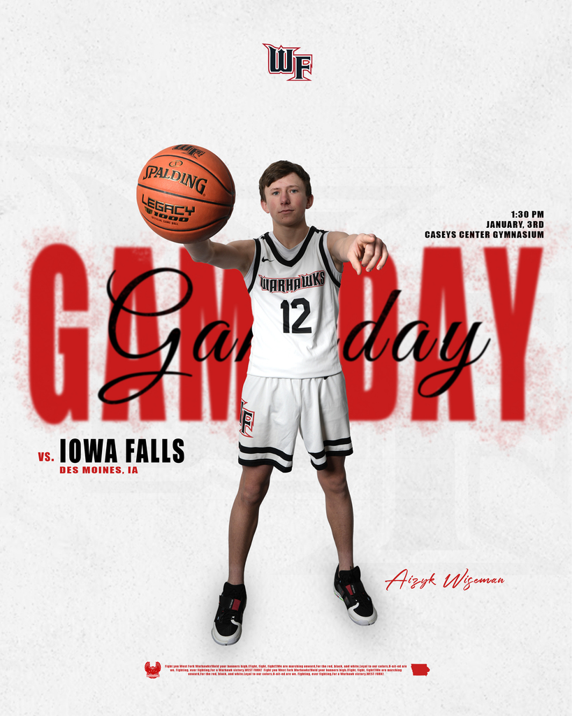 West Fork Boys Basketball 🏀 📍 Casey’s Center | Des Moines, Iowa 🆚 Iowa Falls Let’s go, West Fork!
