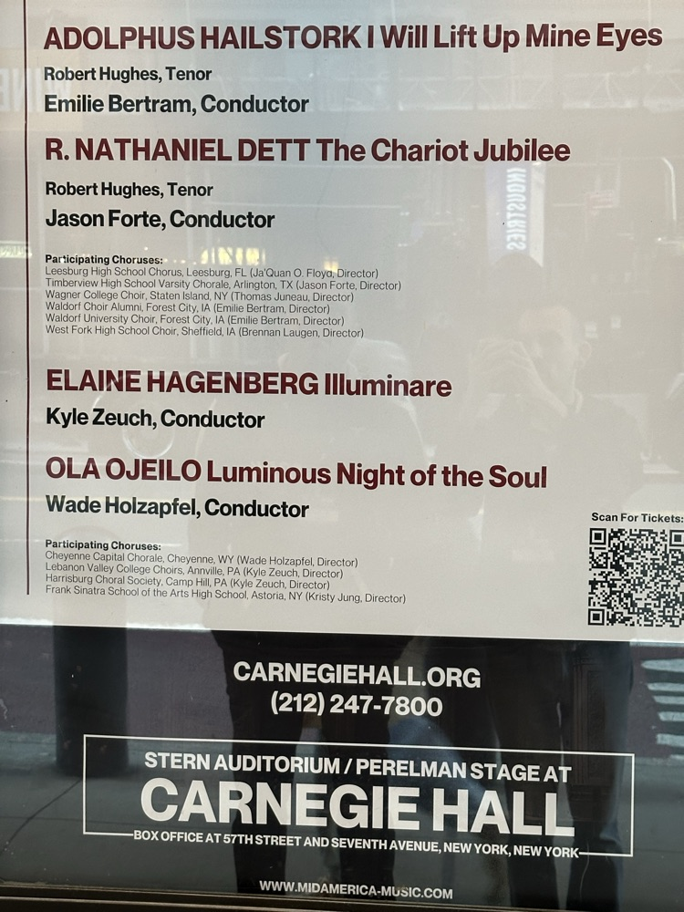 West Fork HS Choir Trip to NYC Day 4: Carnegie Hall, Central Park, and Boat Cruise. 