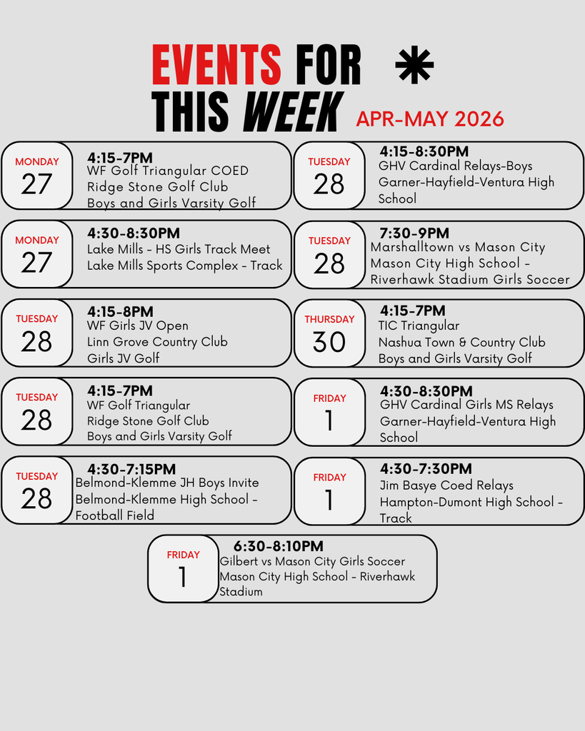 4/27-5/1 Activities