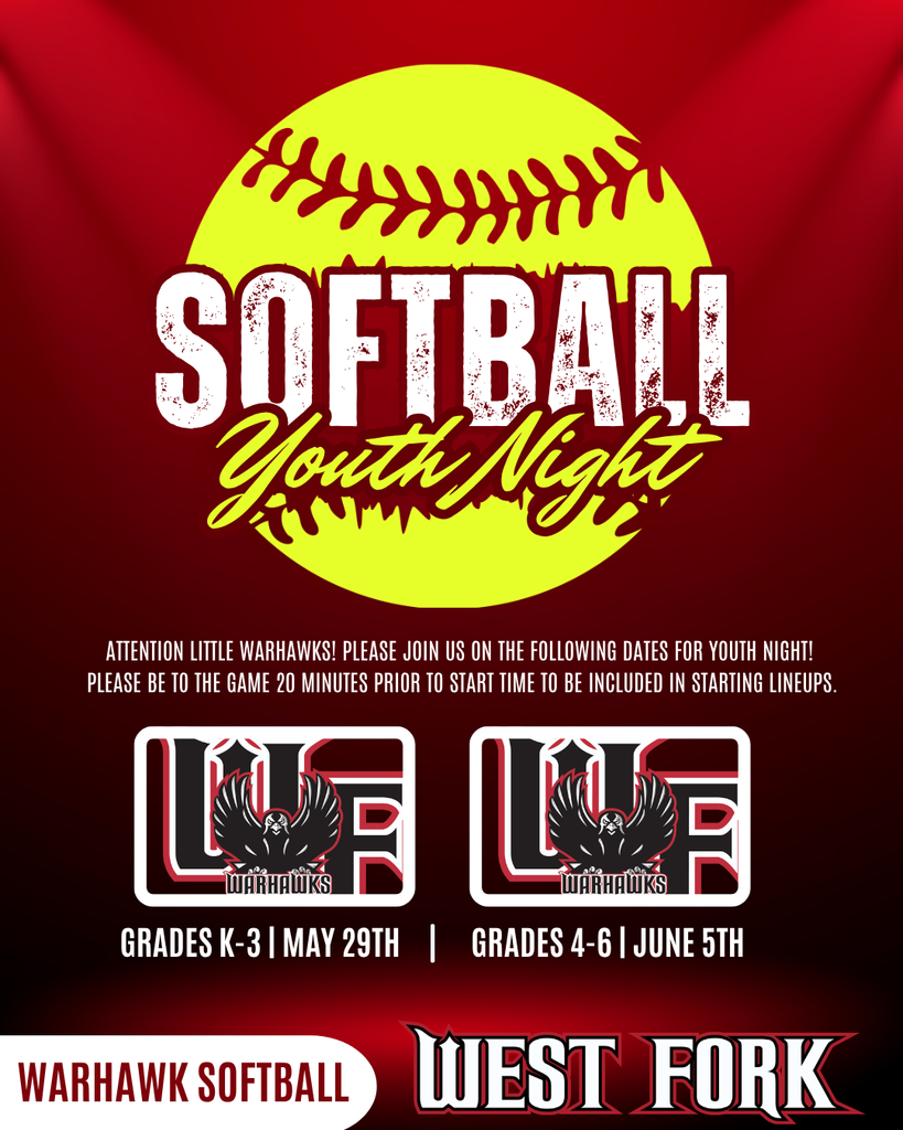 Attention little Warhawks! Please join us on the following dates for youth night! Please be to the game 20 minutes prior to start time to be included in starting lineups.