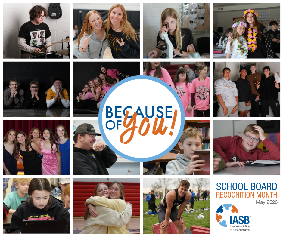 May is School Board Recognition Month, and this year’s theme is “Because of You.” Because of our dedicated school board members, students have the tools and opportunities they need to succeed. Thank you for your leadership, guidance, and commitment to our schools and community! Join us in thanking Holly Henricks, Amber Marzen, Erin Suntken, Travis Butler, and Ashley Wilkinson for their service!