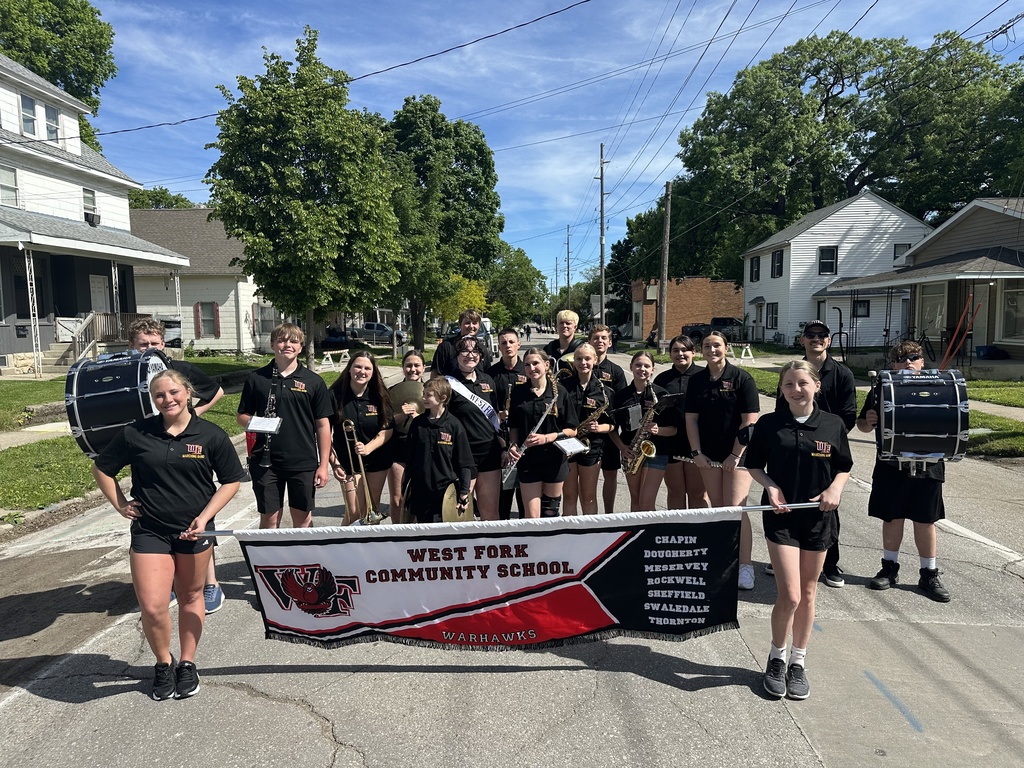 The West Fork Marching Warhawks represented for the first time in 11 years at the North Iowa Band Festival! Proud of all the practice and passion that has brought this crew to the finish line this year, see you under the lights this fall!