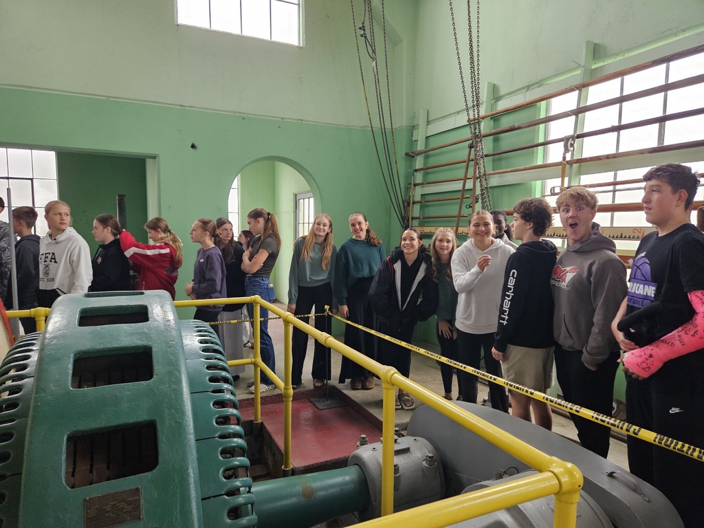 The 9th grade Physical Science class went on a field trip to the Franklin REC Museum south of Hampton yesterday. They toured the museum, heard about equipment and type of work linemen do from an employee of Mid America Energy and saw a demonstration on high voltage electricity by REC linemen. It was a great experience to see the equipment first hand to accompany their unit on energy.