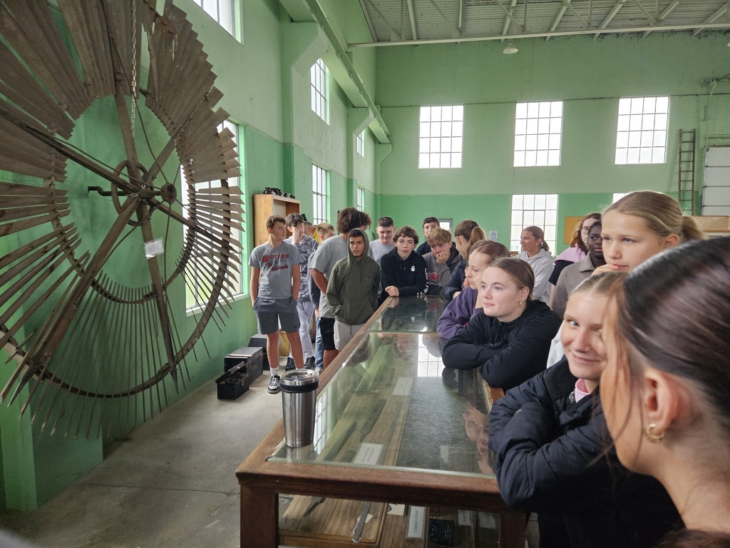 The 9th grade Physical Science class went on a field trip to the Franklin REC Museum south of Hampton yesterday. They toured the museum, heard about equipment and type of work linemen do from an employee of Mid America Energy and saw a demonstration on high voltage electricity by REC linemen. It was a great experience to see the equipment first hand to accompany their unit on energy.